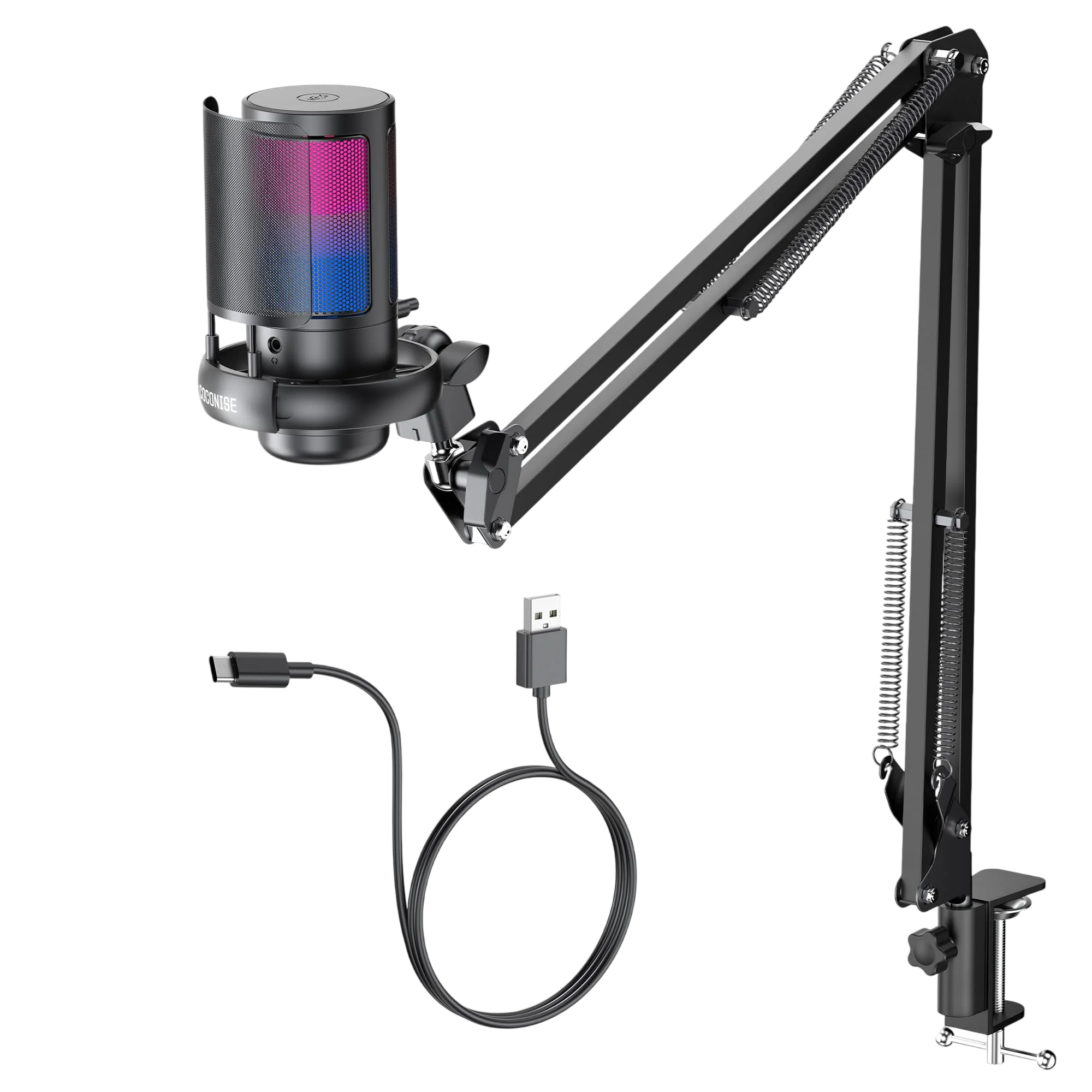 ME6S-35 USB Microphone for PC, Gaming Mic for PS4/ PS5/ Mac/Phone,Condenser Microphone with Touch Mute,RGB Lighting,Gain knob