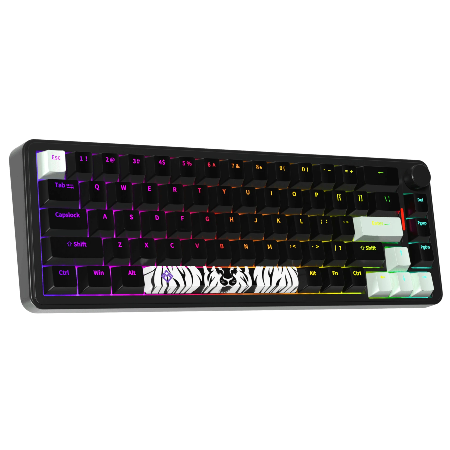 Golden Lion GM68 65% Hot-Swappable 3-Pin Full RGB Lighting USB-C VIA Interface Red/Silver Switches Compact Gaming Keyboard (black)