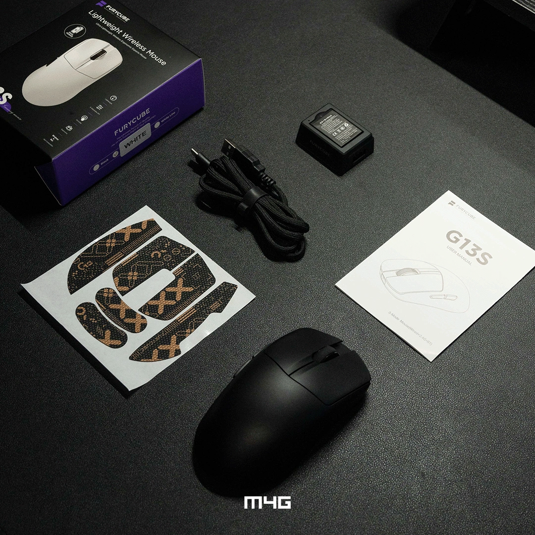 M4G x FURYCUBE G13S Wireless Gaming Mouse with Swappable Battery (Black)