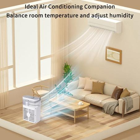 مروحة ترطيب منزلية صغيرة محمولة بثلاثة رذاذ، مروحة رذاذ USB، ضوء ليلي LED، مبرد هواء، مبرد هواء لسطح المكتب