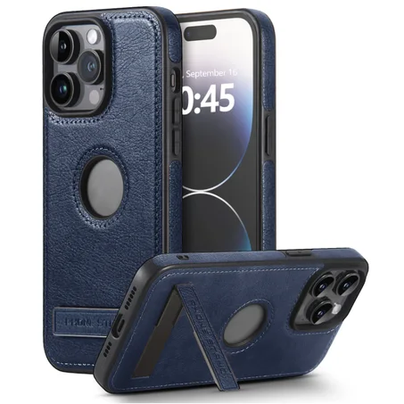 Coque de Protection iPhone avec Pied Repliable – Finition Cuir Luxe