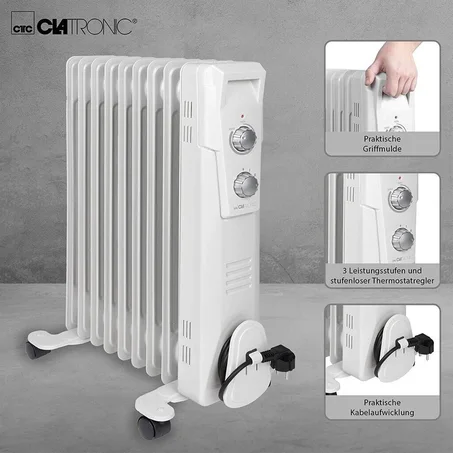 مدفأة زيتية كهربائية بثلاث مستويات للتسخين – 2000W / 1200W / 800W – دفا مضمون واقتصادي