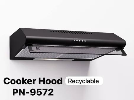 90 cmشفاط مطبخ جداري KRINZ PN-9572 – تصميم أنيق، أداء قوي، ومواد قابلة لإعادة التدوير