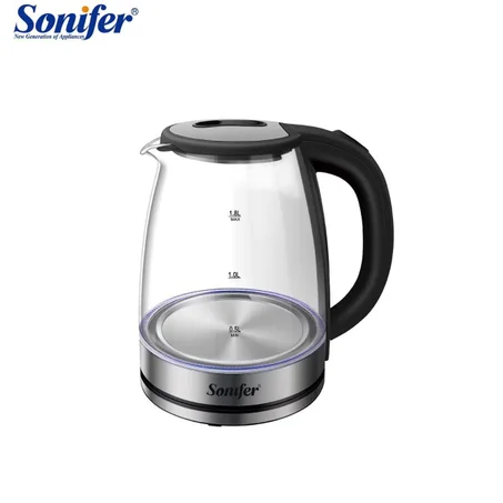 غلاية كهربائية Sonifer SF-2132 – سعة 1.8 لتر، 1500W، زجاج حراري أنيق وسريع الغليان