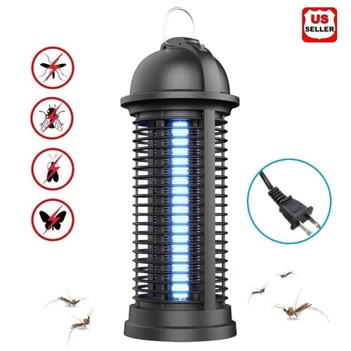 جهاز قاتل الحشرات بالطاقة الكهربائية مع ضوء UV – فعال ضد البعوض والذباب للاستعمال داخل وخارج المنزل