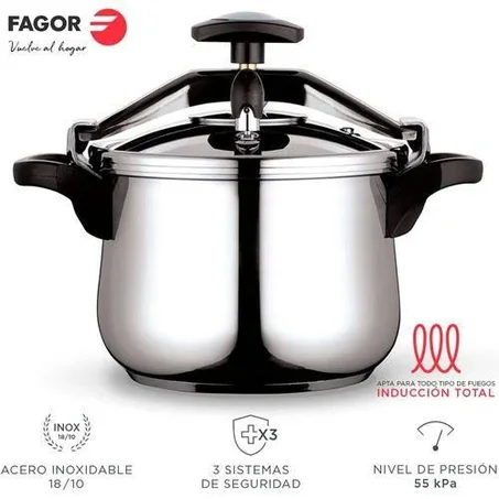 Fagor Cocotte-Minute Inox 18/10 – Sécurité Totale – Compatible Induction (55 kPa) 4L