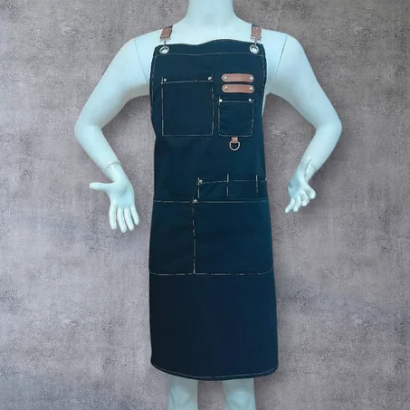 مريلة نوعية ممتازة مناسبة للجنسين بأشرطة ظهر متقاطعة مثالية لأغلب الأعمال - النادل الطباخ الحلاق و غيرها