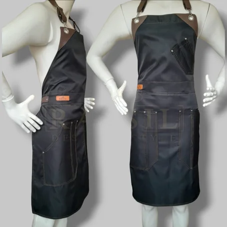 مريلة   سهلة التثبيت، زخرفة من الجلد الاصطناعي، قابلة للتعديل -الحلاق، الشيف، النادل، الشواء، المتجر،