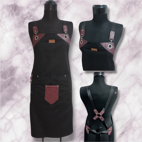 مريلة للنساء - نوعية قماش ممتازة معززة بجلد اصطناعي-مثالية للنادلة و البائعة و لأخصائية الحلاقة و التجميل