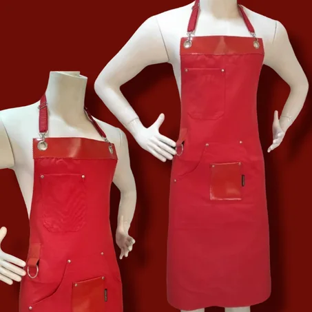 مريلة (مئزر ) بقماش جيد مناسب للعمل -حلقات - خياطة مزدوجة - مثالية للجزار  خاصة .الشيف، الطباخ، ، النادل.