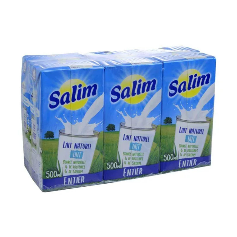 Pack lait stérilisé UHT entier 6 x 500ml - SALIM