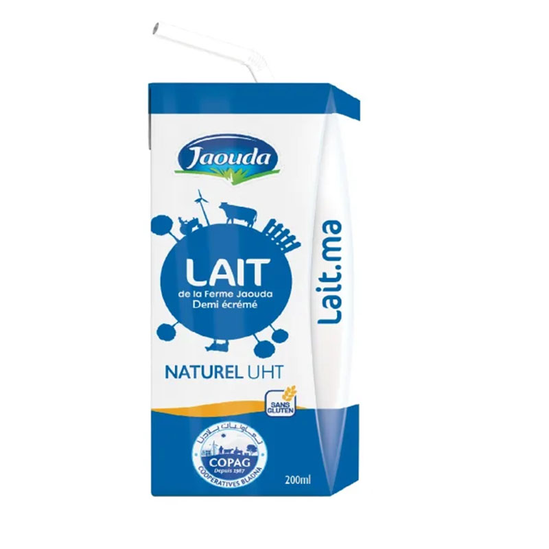Lait uht demi écrémé 200ml - JAOUDA