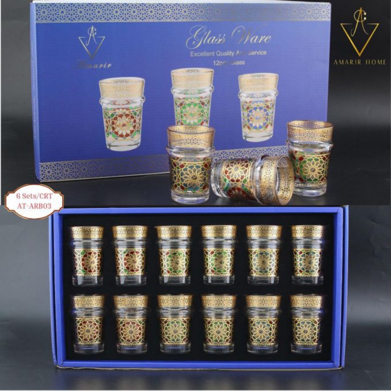 12 Verres De The en Cristal Style Zellige Fassi marocain Traditionnels
