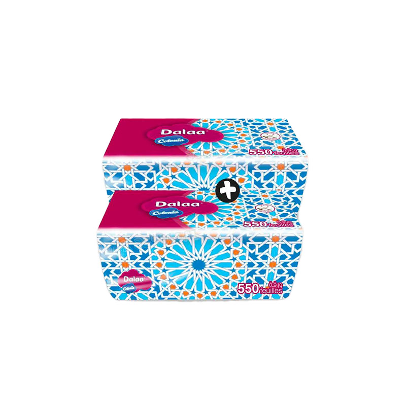 LOT DE 2 BOITES DE MOUCHOIRS 550 FEUILLES DALAA