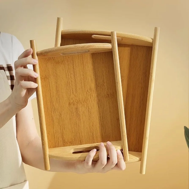 Set de 2 Plateaux en bois de Bambou avec poignée صواني من الخيزران بمقبض