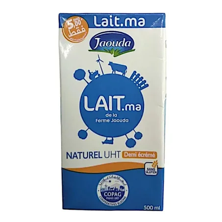 Lait UHT demi-écrémé 500ml - JAOUDA