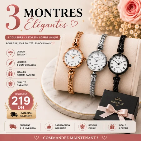 ✨ 3 Montres-Bracelets de Luxe