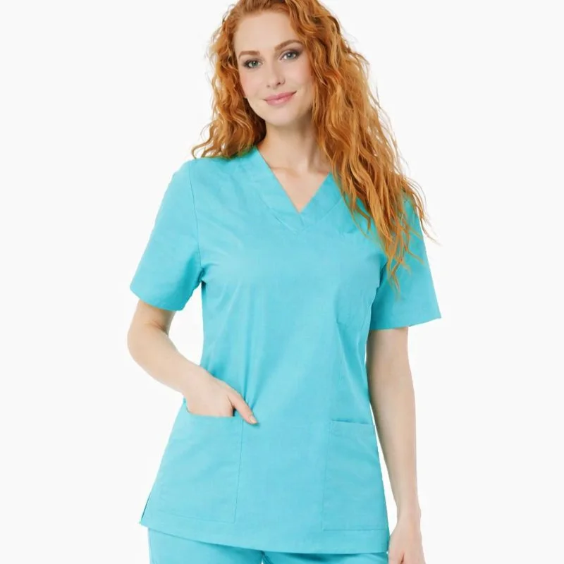 Pyjama de Bloc Col V turquoise