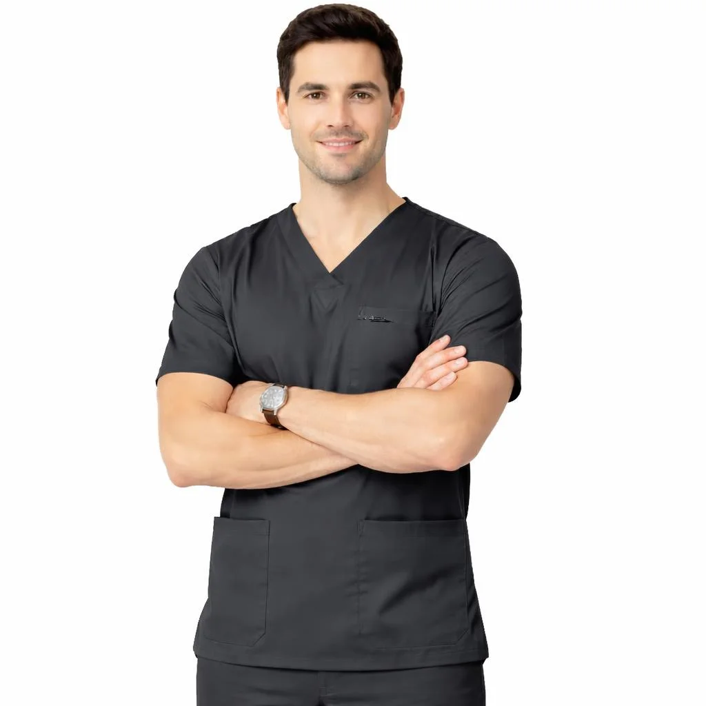 Pyjama de Bloc Col V HOMME GRIS FONCE