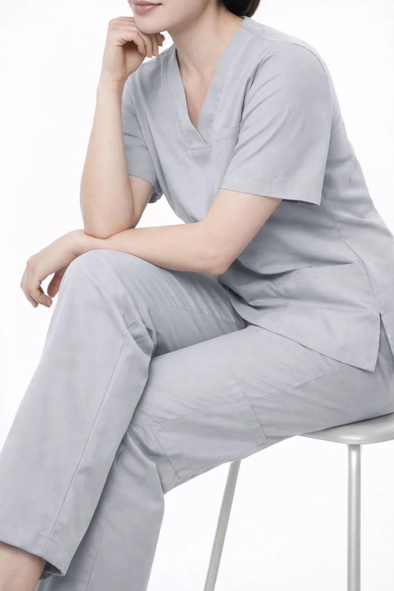 Pyjama de Bloc Col V Gris Claire