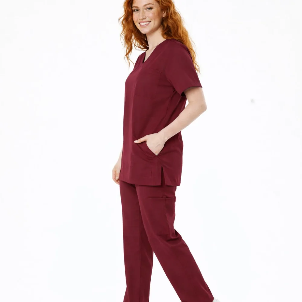 Pyjama de Bloc Col V GRENAT