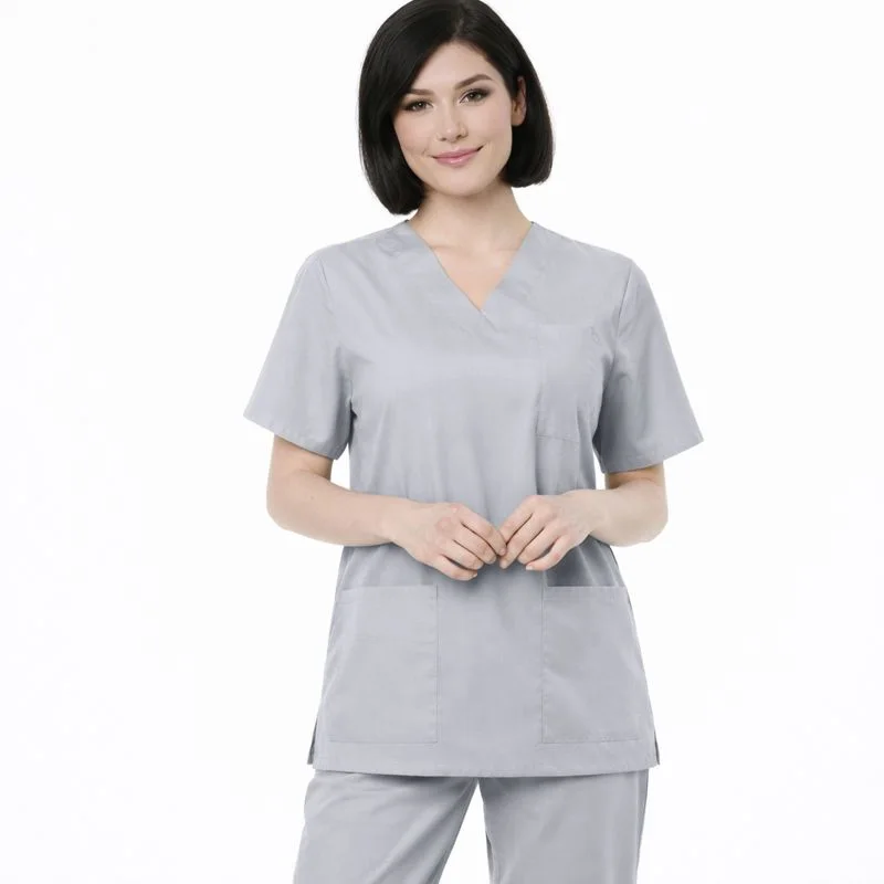 Pyjama de Bloc Col V Gris Claire