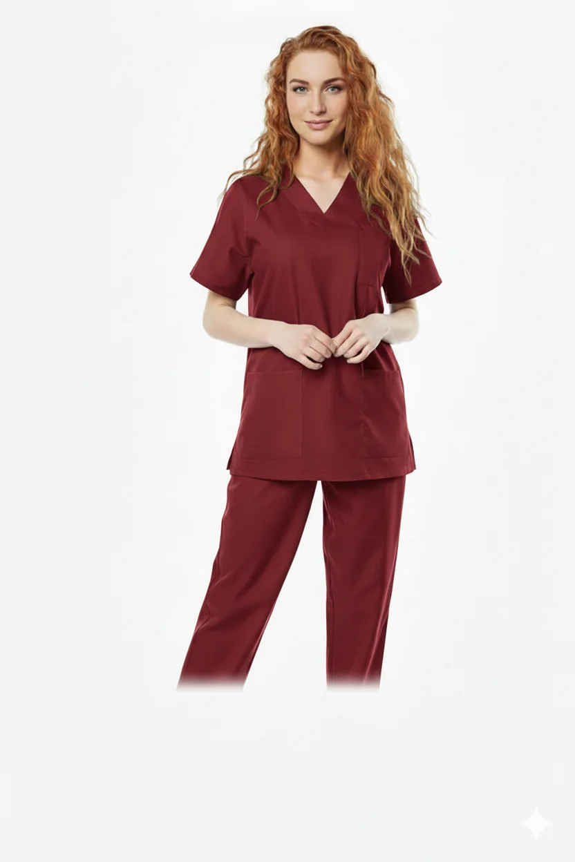 Pyjama de Bloc Col V ROUGE BRIQUE