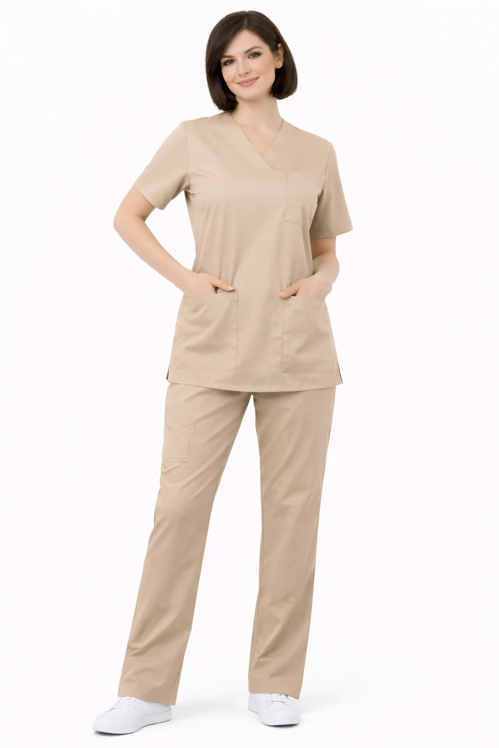 Pyjama de Bloc Col V BEIGE