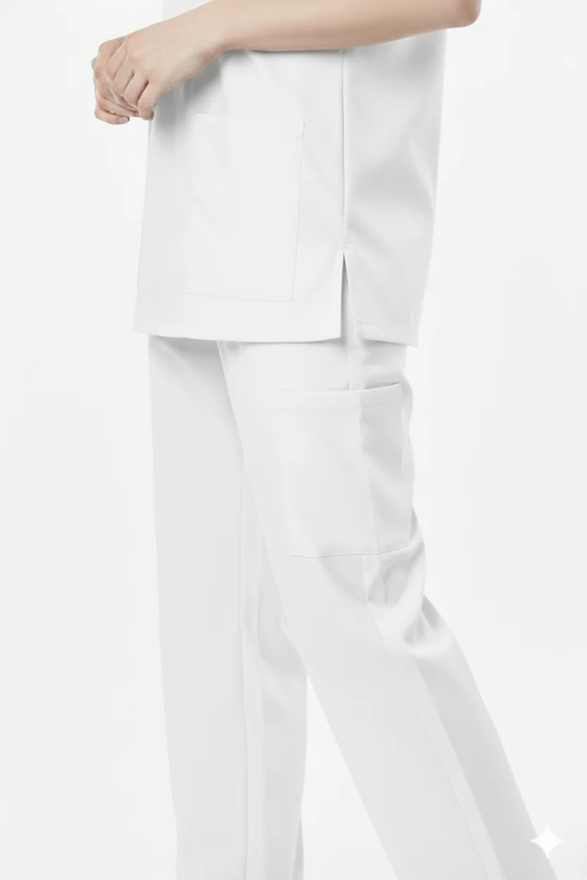 Pyjama de Bloc Col V Blanche