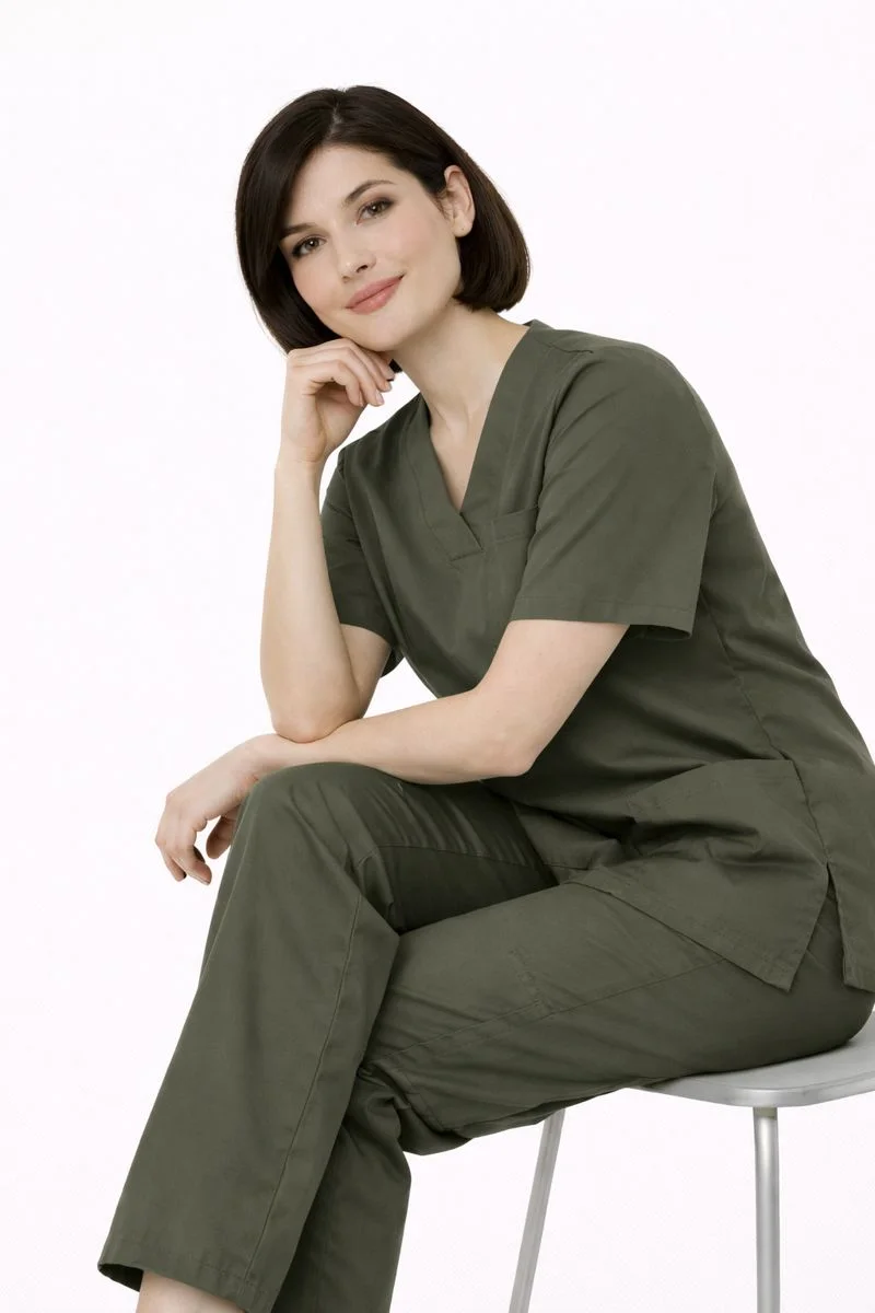 Pyjama de Bloc Col V Vert Militaire