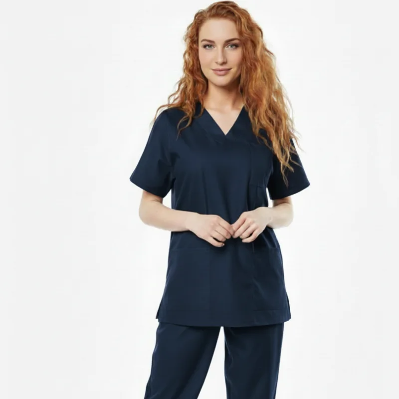 Pyjama de Bloc Col V BLEU NUIT