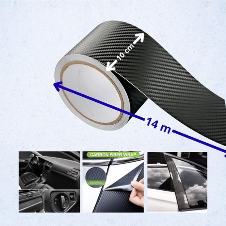 رول كاربون فايبر بطول 14 متر وعرض 10 سنتيمتر – حماية مثالية لسيارتك من الخدوش