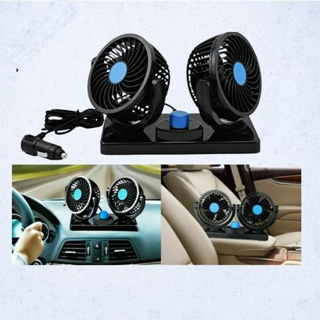 🌬️ مروحة تبريد سيارة 12V - مزدوجة الرأس 360°