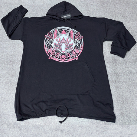 Sweatshirt Capuche Long Ajustable Noir