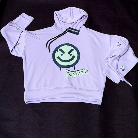 Sweatshirt Capuche Crop Mauve