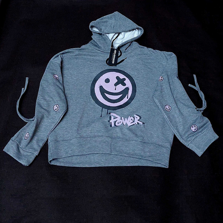 Sweatshirt Capuche Crop Gris