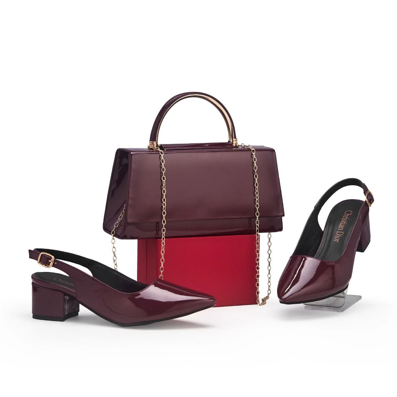 👑أناقة متكاملة بحقيبة وحذاء بكعب مريح👑