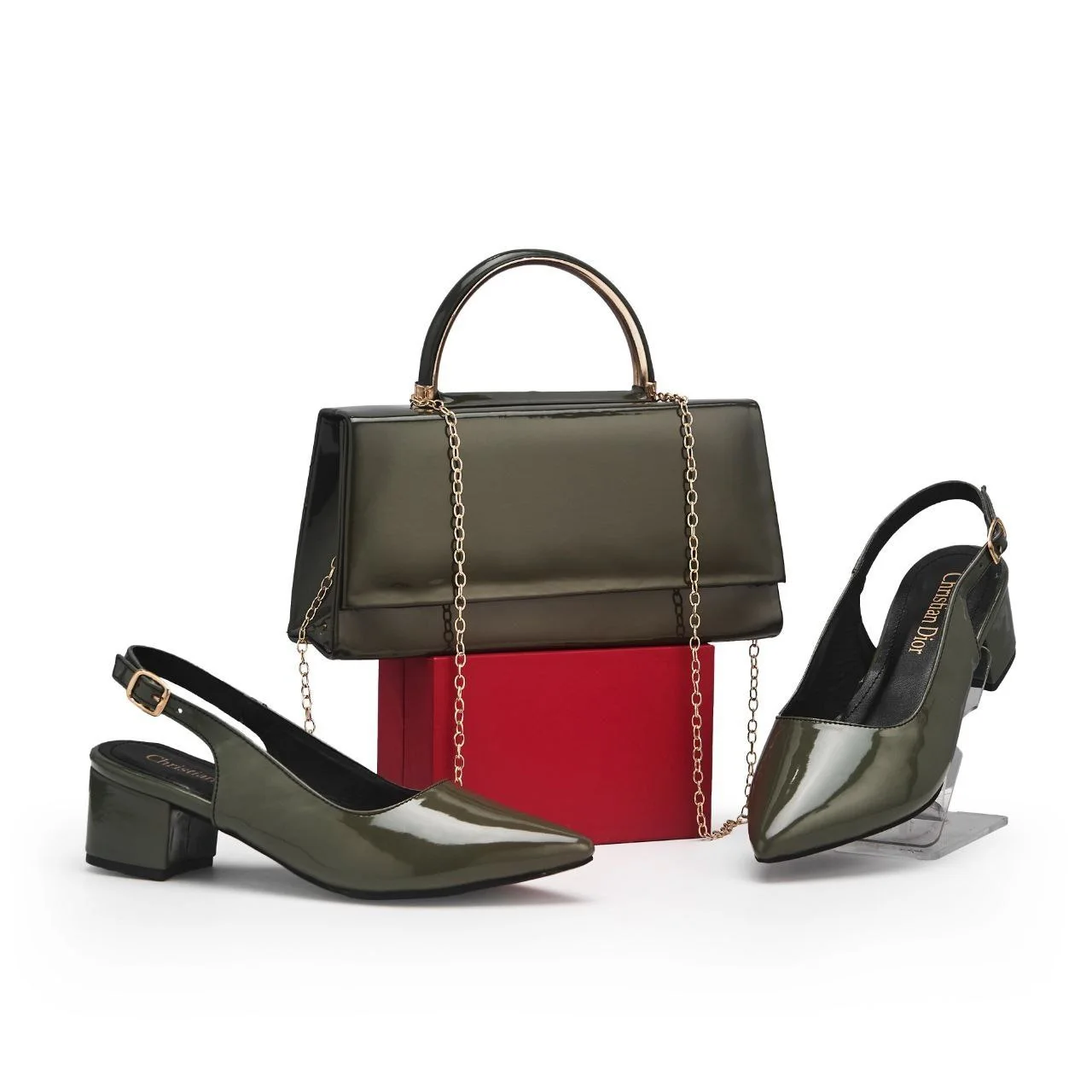 👑أناقة متكاملة بحقيبة وحذاء بكعب مريح👑