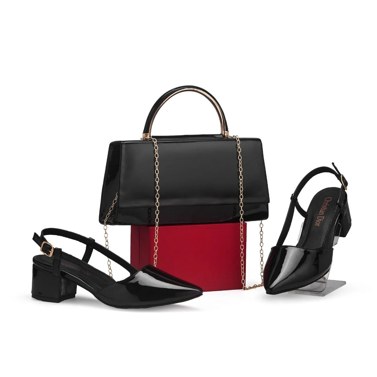 👑أناقة متكاملة بحقيبة وحذاء بكعب مريح👑