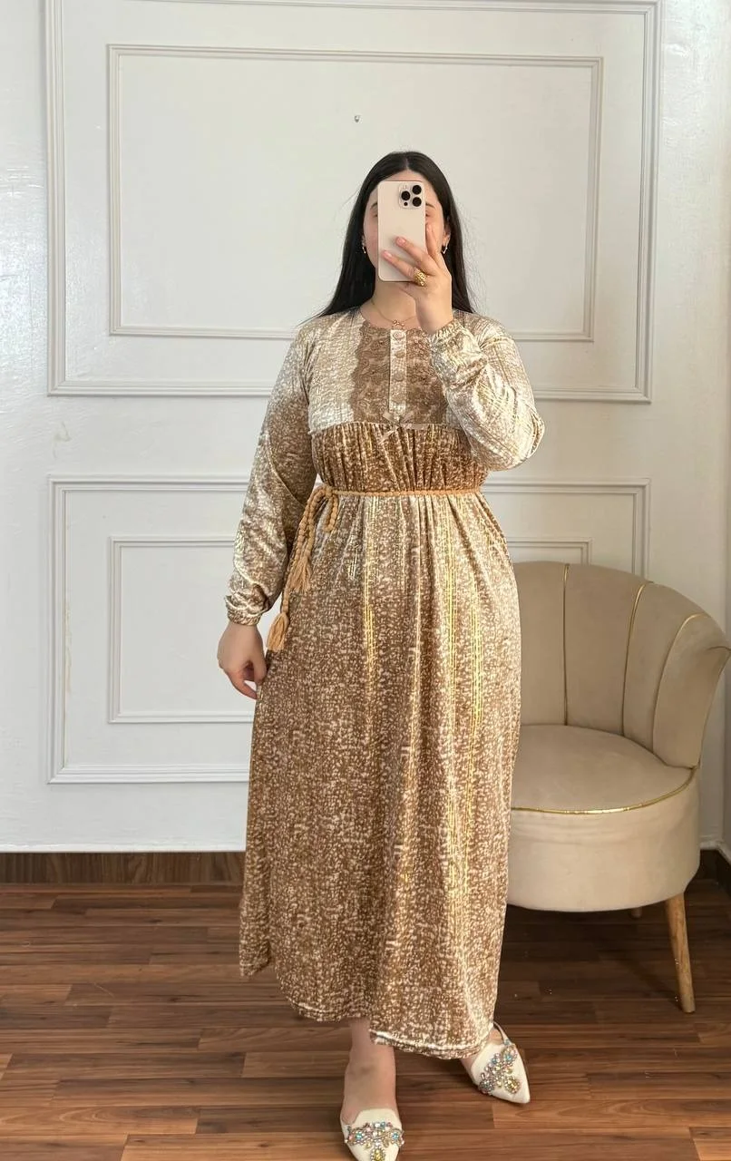 طويلة مبرة مريا جوهرة بالحزام – إطلالة أنيقة وعصرية🩷