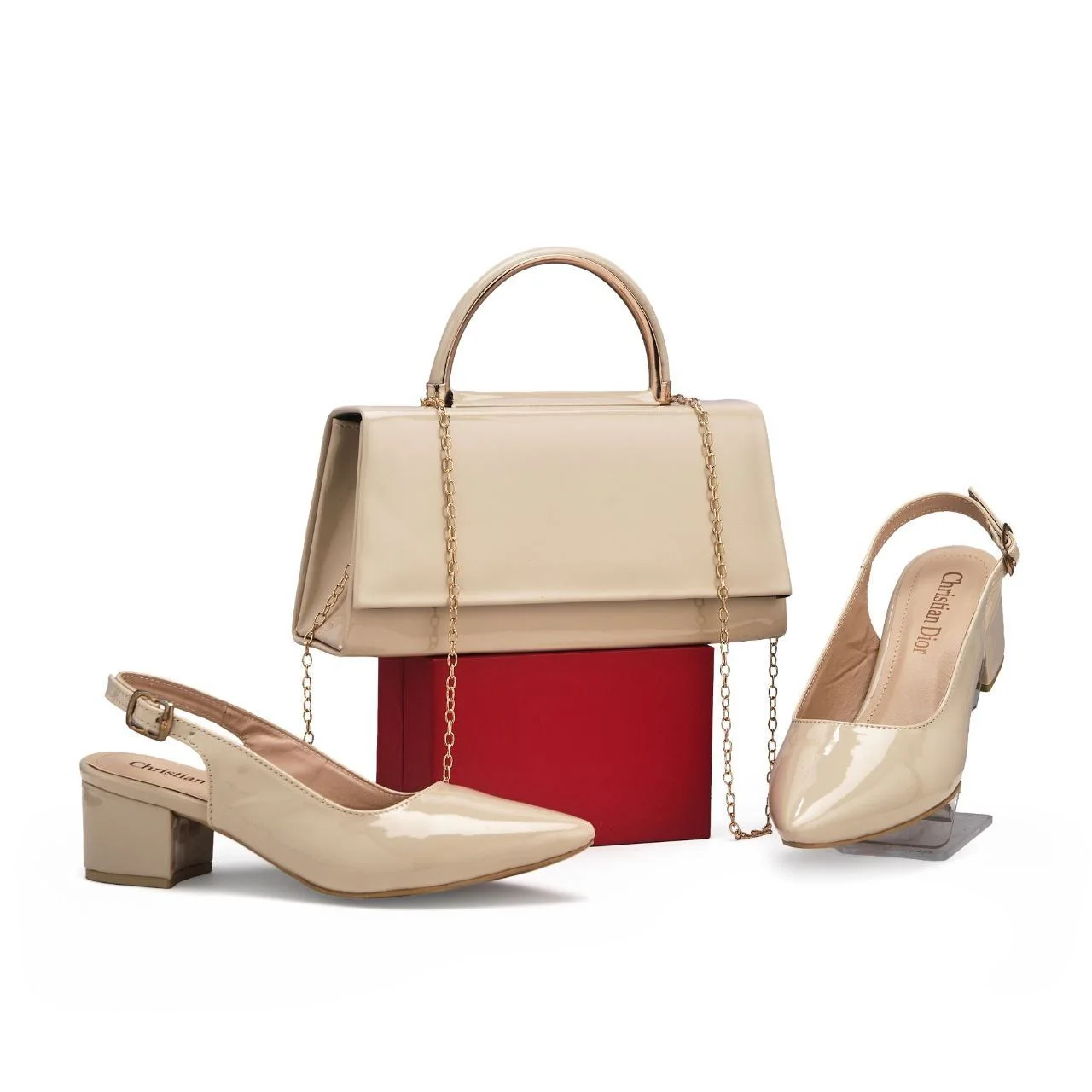 👑أناقة متكاملة بحقيبة وحذاء بكعب مريح👑