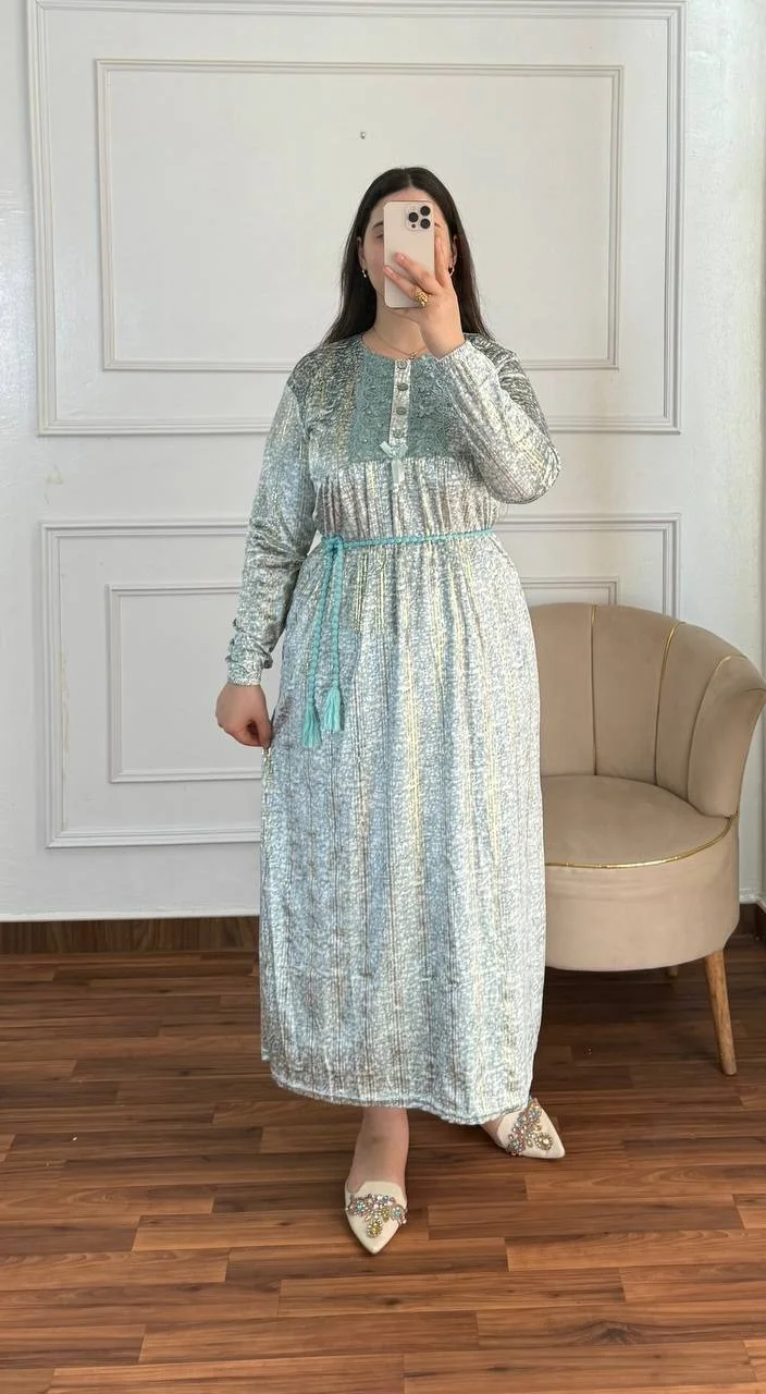 طويلة مبرة مريا جوهرة بالحزام – إطلالة أنيقة وعصرية🩷