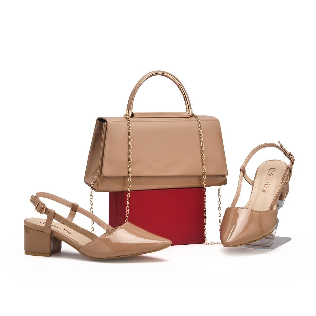 👑أناقة متكاملة بحقيبة وحذاء بكعب مريح👑