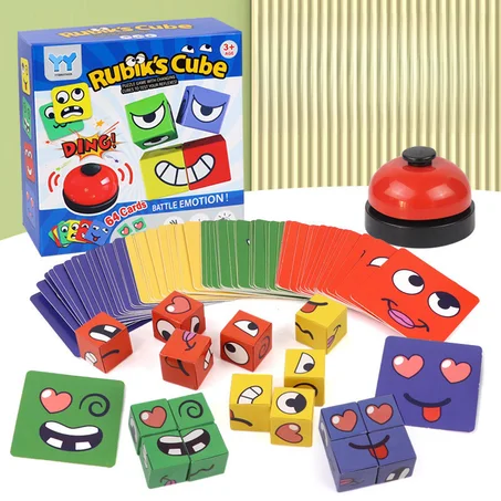 Face Changing Magic Cubes – لعبة الأوجه المضحكة مع جرس التحدي للأطفال والكبار