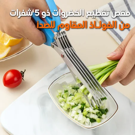 مقص تقطيع الخضروات ذو 5 شفرات متعدد الـإستخدامات من الفولـاذ المقاوم للصدأ