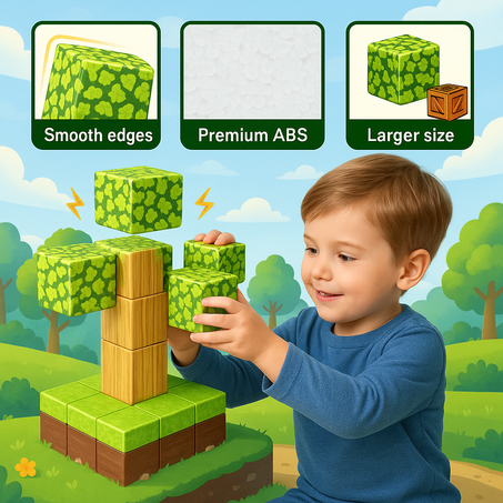 "مكعبات البناء المغناطيسية للأطفال ( pcs 76 )-Minecraft" هي اللعبة المثالية التي تجمع بين الترفيه والتعليم