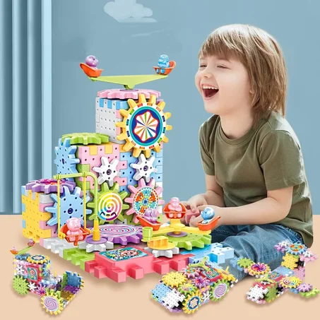 لعبة التروس الكهربائية للأطفال – متعة البناء والتعلم في آنٍ واحد! (87pcs)