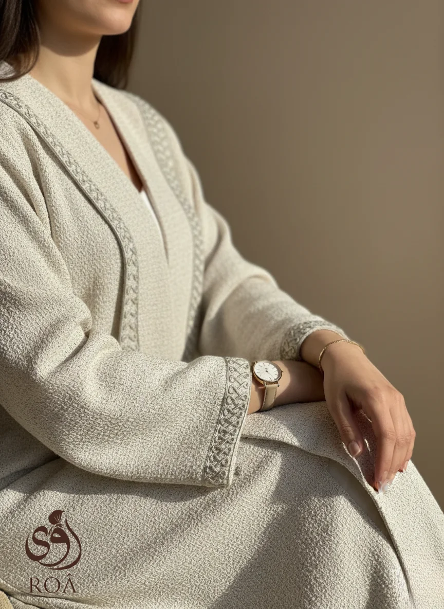 Abaya en Bouclé — Finitions Tressées