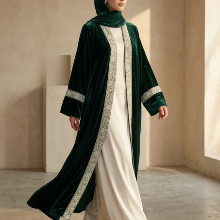 Abaya en Velours — Émeraude