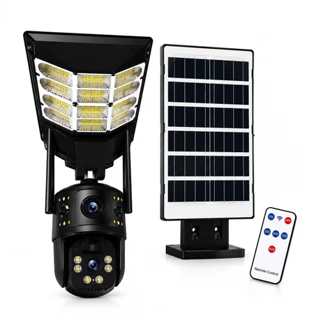 Caméra de Surveillance Solaire avec Éclairage LED